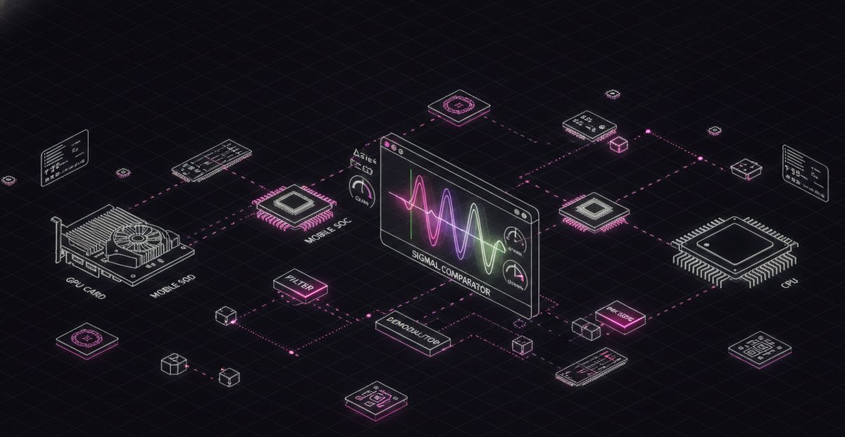 Three backends feeding one comparator where their waveforms overlap within tolerance